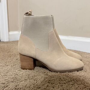 New Violet & Red Beige Suede Ankle Boots Rubber Heel Sole Size 6 Classic Winter